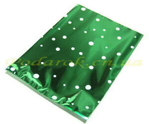 Пакет зеленый 10х15см (металл с рисунком)