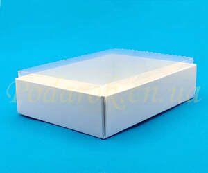 Коробочка белая 95х60х32мм с прозрачной крышкой