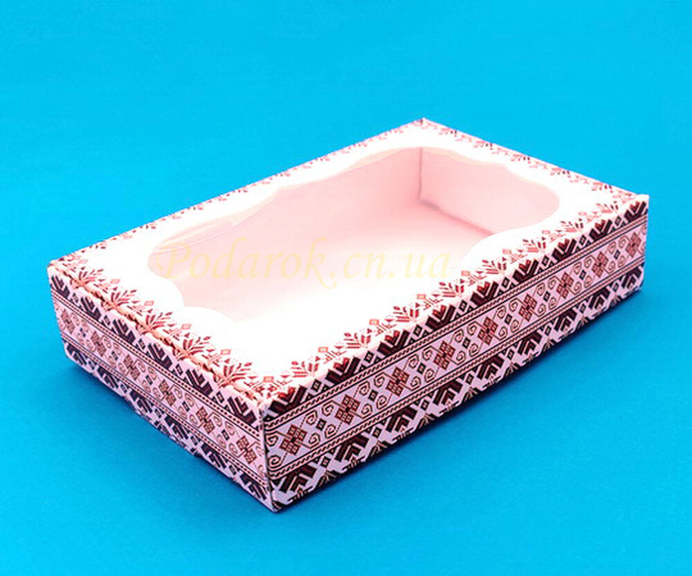 Коробочка 150х100х30мм з вікном і орнаментом Коробочка 150х100х30мм з вікном і орнаментом